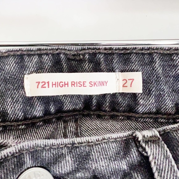 Levi's 711 High Rise Skinny Bass Line Black Denim Jeans Women's Size 27 x 30 - Picture 6 of 10